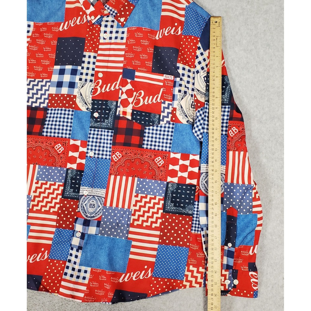 RSVLTS Budweiser Bud-dana KUNUFLEX Shirt Mens 2XL Long Sleeve Button Down Red - Picture 11 of 13